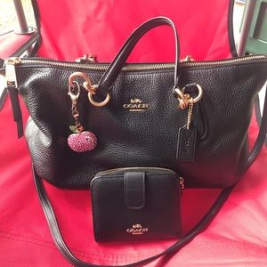 Black Leather Coach and Wallet